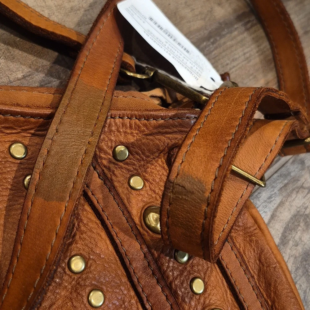 Bohemian Studded Detail Leather Horseshoe Shoulder Crossbody Bag - Picture 16 of 16